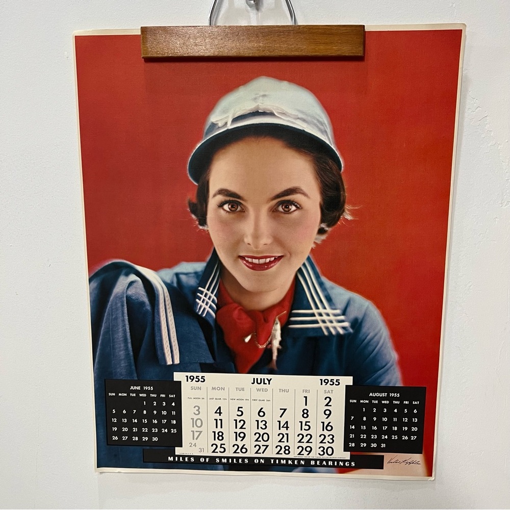 Vintage Calendar Girl Poster July 1955 in Original Condition.